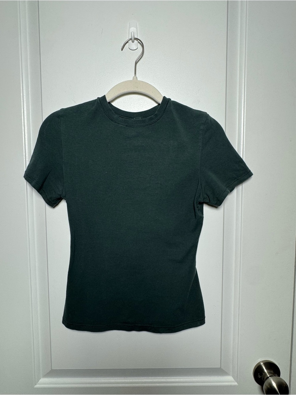SKIMS Cotton Jersey Crew Neck Fitted T-Shirt Dark Green Size Small